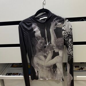 Alice + Olivia Black Branded Collar Top